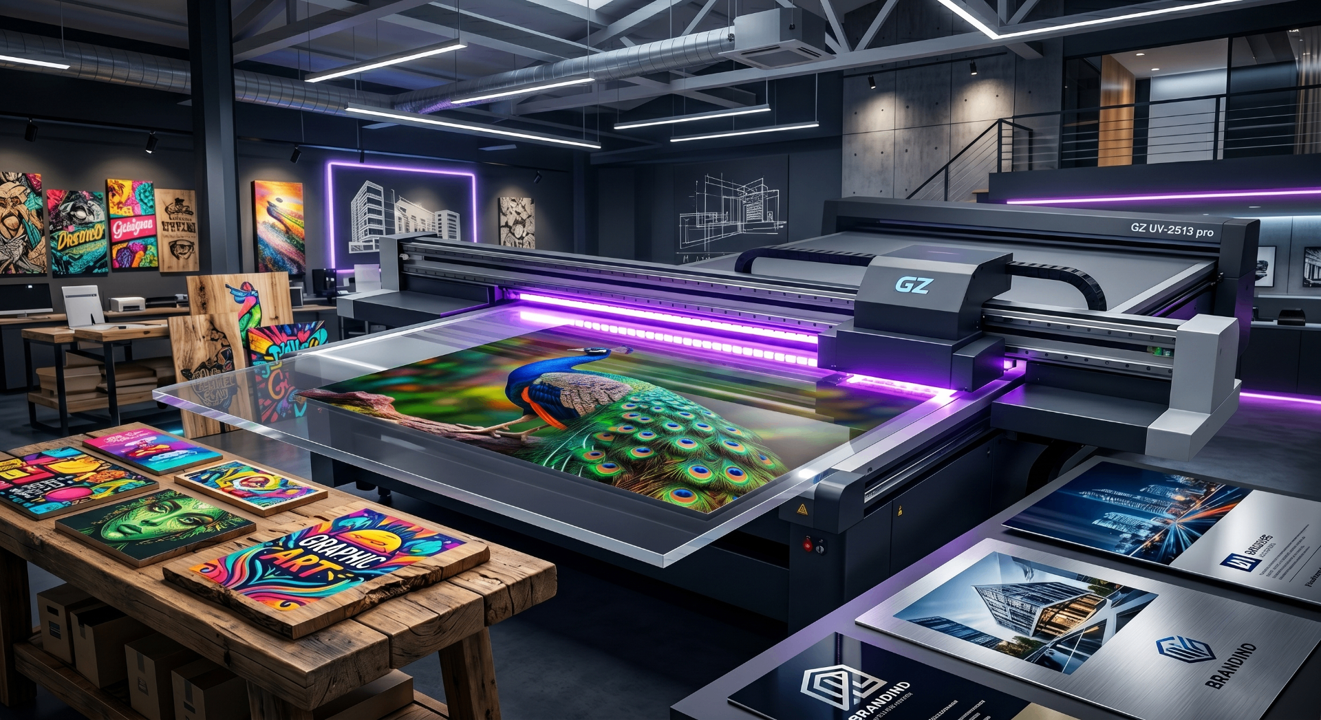 UV flatbed printer transforming surfaces with vivid color